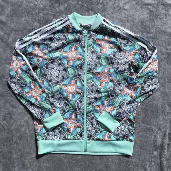 adidas Jackets & Blazers - Adidas Tropical Parrot Print Zip-Up Track Jacket – Size Large (13–14)